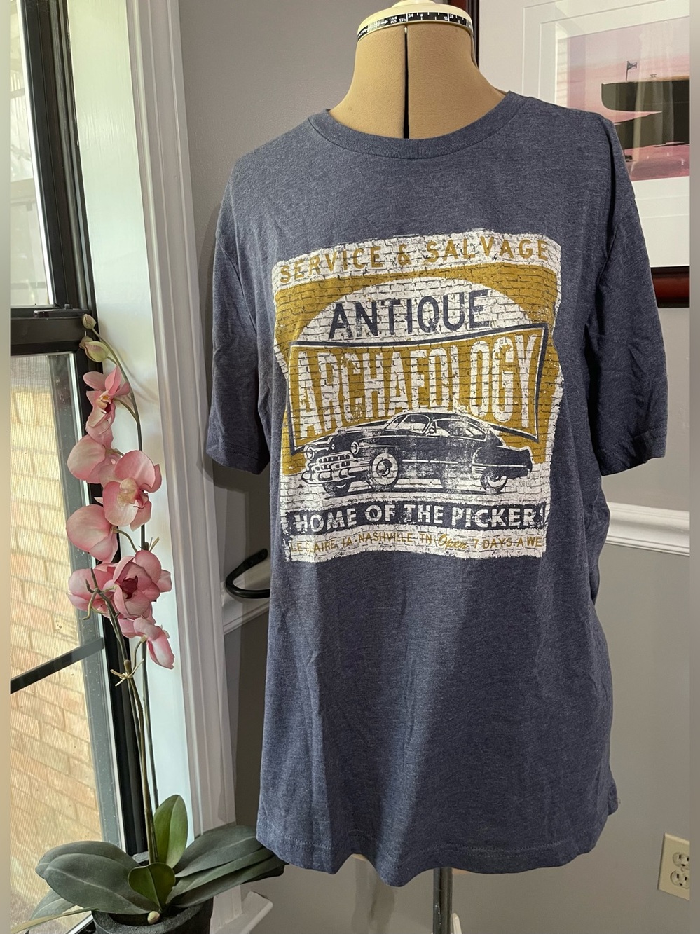 Antique Archaeology Graphic Tee - Heathered Navy Blue